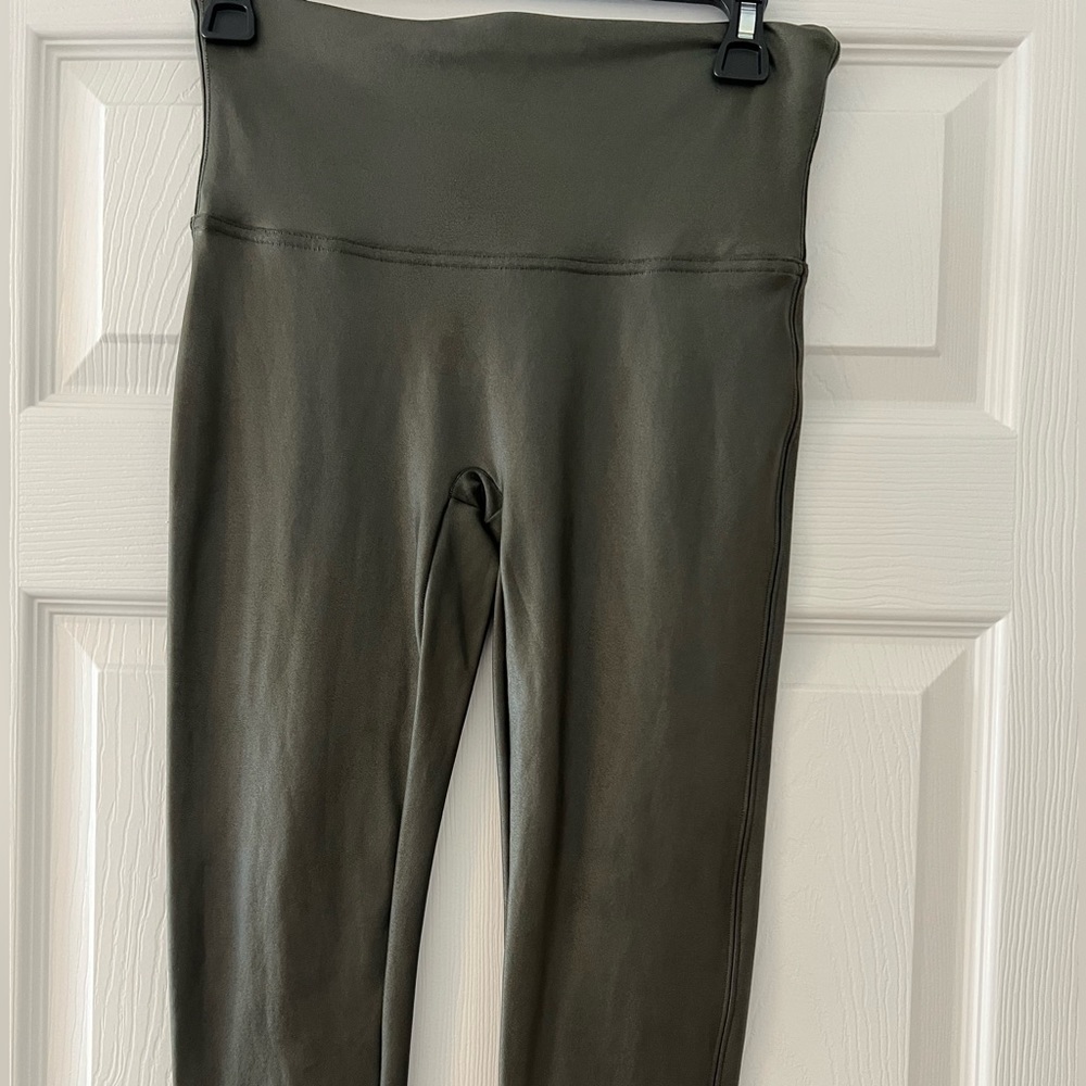 SPANX faux leather leggings, size large, gunmetal grey, excellent condition!